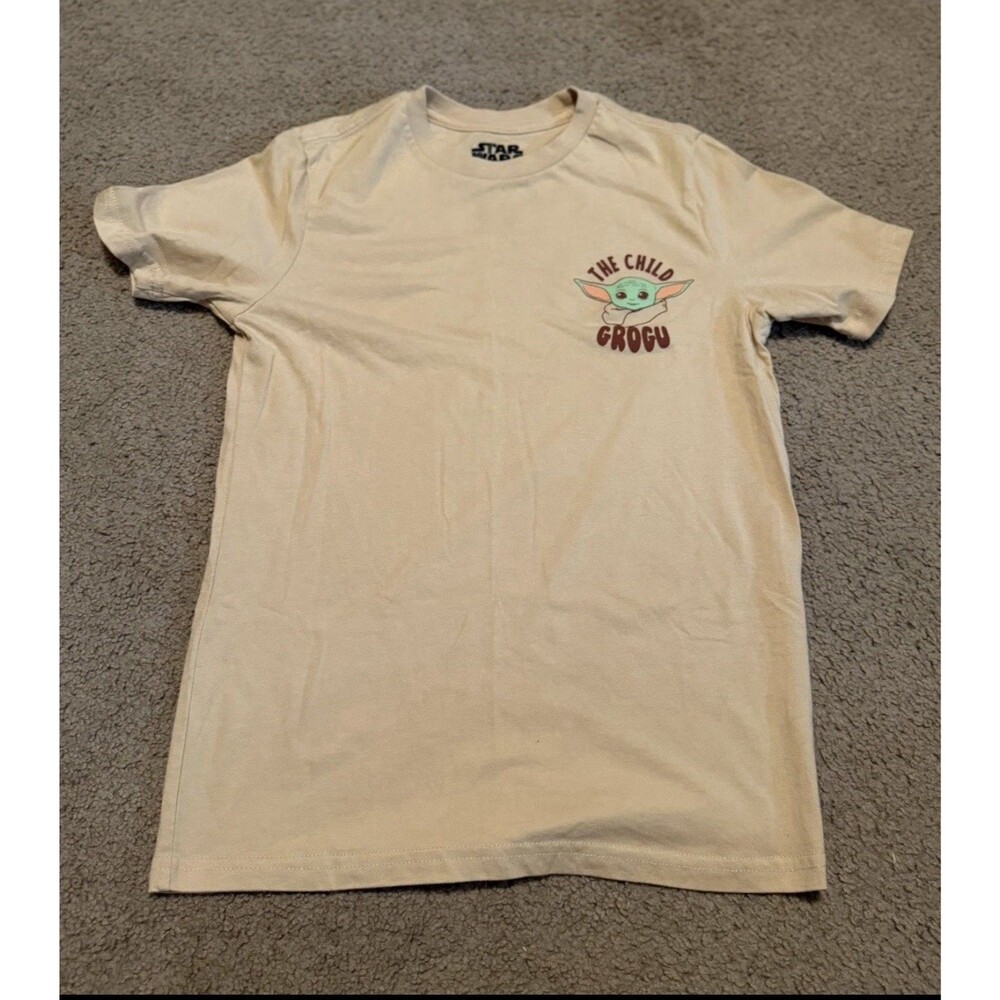 Star Wars Baby Yoda Grogu Beige Graphic Tee Boys L 10-12
